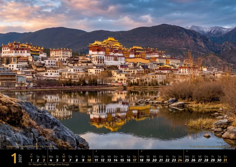 Kalenderblatt Januar 2027: Songzanlin-Kloster, Shangri-La, Yunnan